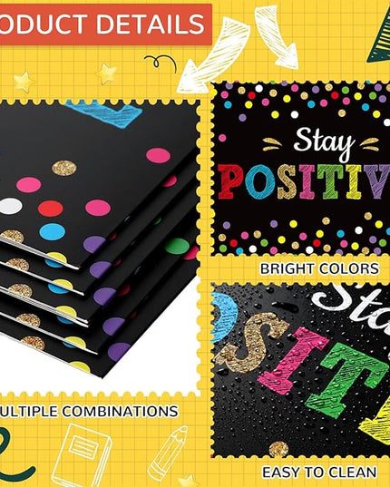 Honoson 24 Pcs Bulk Inspirational Privacy Folders for Students Cardboard Test Privacy Boards Motivational Words Desk Dividers Shield for Classroom School Study Supplies, 6 Styles(Polka Dots)