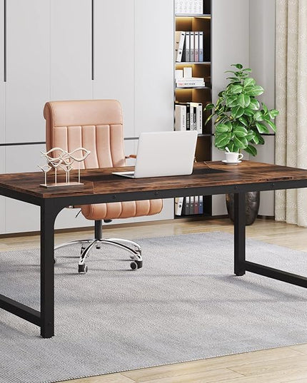 Tribesigns Modern Computer Desk, 70.8 x 35.4 inch Large Executive Office Desk Computer Table Study Writing Desk Workstation for Home Office,Rustic/Black