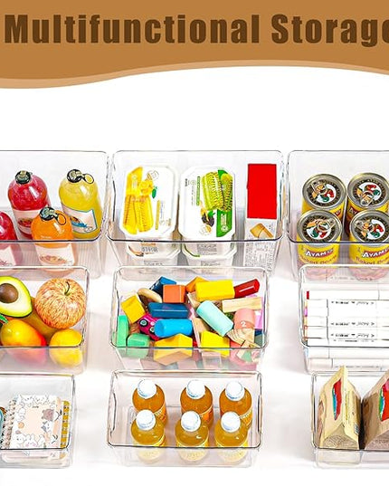 12 Pack Organizers and Storage, Pantry Organization and Storage Bins, Cabinet Organizer, Clear Plastic Storage Containers with Handle，Acrylic Storage Bins (4 Small&4 Middle&4 Large