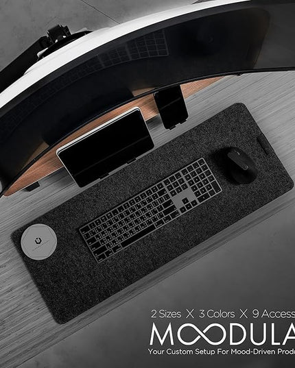 Moodular Wooden Monitor Stand 33.4” (85cm) Desk Organizer with Metal Slide Rails for Drawer, Tray, Laptop, Tablet, Phone & Headphones Customizable Riser for Organized Workspace Walnut MS85-W