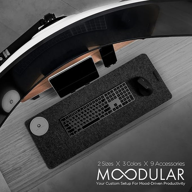 Moodular Wooden Monitor Stand 33.4” (85cm) Desk Organizer with Metal Slide Rails for Drawer, Tray, Laptop, Tablet, Phone & Headphones Customizable Riser for Organized Workspace Walnut MS85-W