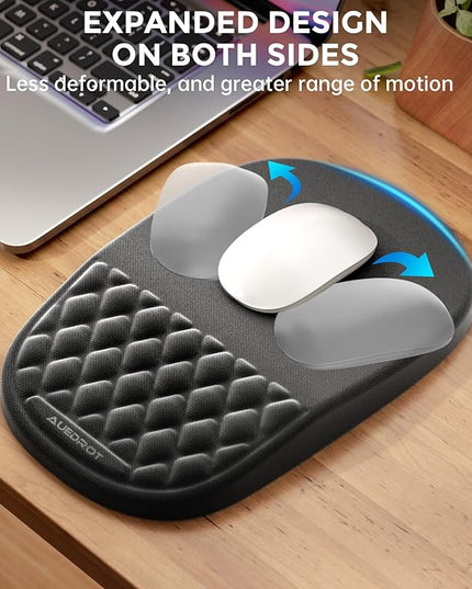 AUEDROT Ergonomic Mouse Pad with Wrist Rest 2 in 1 Mousepad with Wrist Support, Memory Foam Desk Mouse Mat with Massage Nubs & Gel PU Non-Slip Base, Suitable for Office & Gaming, As a Gift, Black