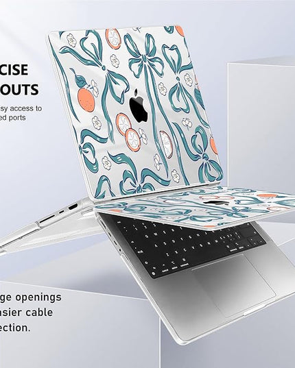 May Chen Case for MacBook Pro 14 inch, Models A2442 A2779 A2918 A2992 A3401 A3185 A3112 A3434, M1 M2 M3 M4 M5 Chip (2021-2025 Release), Plastic Hard Shell Case with Keyboard Cover, Flower & Bows