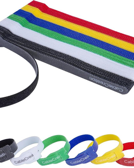 CableCreation Cable Ties, 60PCS Reusable Fastening Cable Management/Wire Organizer Cord, Hook and Loop Microfiber Cloth Cord Ties, 6-Inch (Multi-Colored)