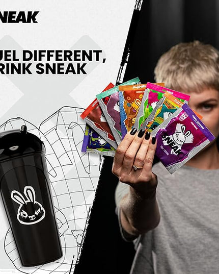 SNEAK Energy Drink Starter Pack | 9 Sachets with Monochrome Shaker | No Sugar. No Nasties. Just Natural Caffeine, Focus-Boosting Nootropics