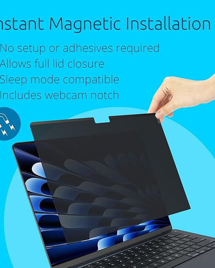 Kensington MP15 Magnetic MacBook Air Privacy Screen for 15 inch MacBook Air (2023-2024, M2, M3), Removable Laptop Privacy Filter, Anti Glare Blue Light MacBook Mac Screen Protector