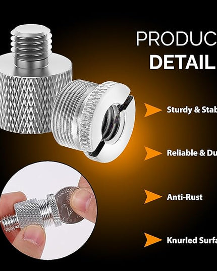 IXTECH Mic Stand Adapter Set 8 pieces Metal Microphone Stand Screw Thread Adapter 5/8 Female to 3/8 Male 3/8 Female to 5/8 Male 5/8 Female to 1/4 Male 1/4 Female to 5/8 Male Tripod Adapter ADP03A Slvr