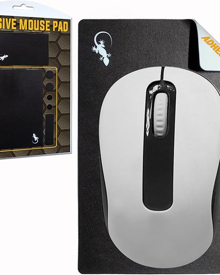 Adhesive Mouse Pad by Gecko Travel Mouse Pad - Sticks to Any Surface - Stick On Portable - Webcam Covers and Screen Cleaner Included (Black)