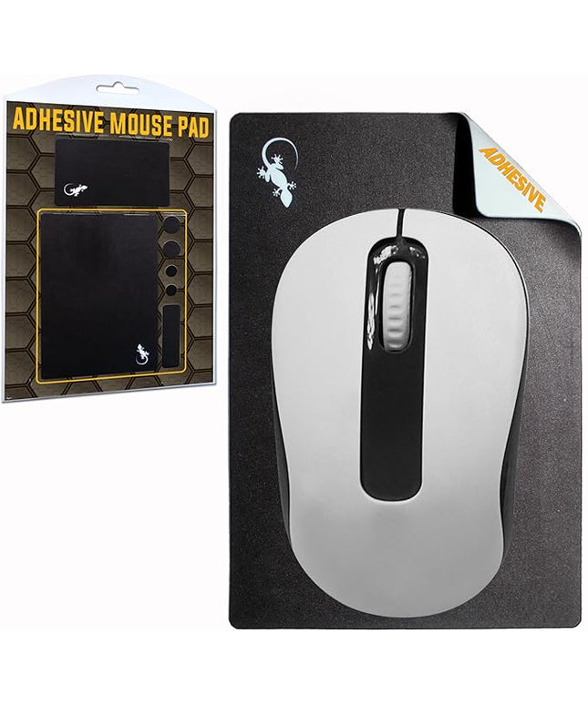 Adhesive Mouse Pad by Gecko Travel Mouse Pad - Sticks to Any Surface - Stick On Portable - Webcam Covers and Screen Cleaner Included (Black)