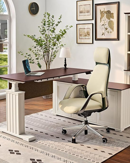 EUREKA ERGONOMIC 60x26 Executive Standing Desk with File Cabinet Drawers,L Shaped Adjustable Height Desk Home Office Computer Desk with Storage