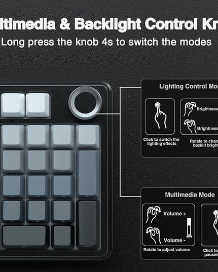 AULA F99 Pro Wireless Mechanical Keyboard with Knob,Gasket Structure,Tri-Mode BT5.0/USB-C/2.4GHz Hot Swappable Keyboard,Creamy Sound,RGB Backlit PBT Keycaps Computer Gaming Keyboards