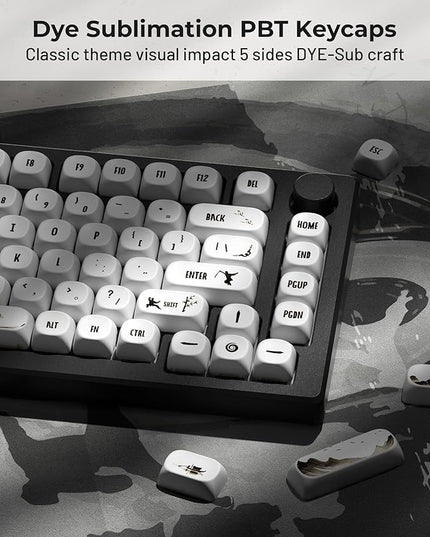 HITIME XVX Keycaps - White Cool PBT Keycaps, MOA Profile Key caps 60 65 75 100 Percent, Dye-Sublimation, Custom 140 Keys Set for 100%, 75%, 65%, 60% Mechanical Keyboard