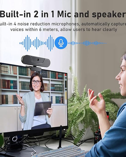 saylas 4K Webcam with Microphone and Speaker, Wide Angle 112°, Remote Control, Autofocus, Digital Zoom, Privacy Cover, Plug & Play Web Streaming Camera for Computer, USB Webcam for Pc