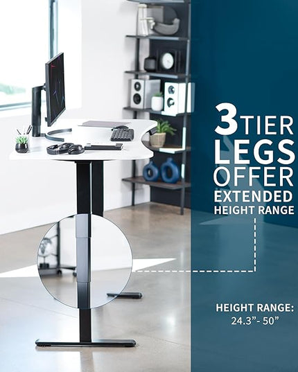 VIVO Electric 63 x 32 in Dual Motor Standing Desk, Memory Height Adjustment, 2B Series, White Top Black Frame, DESK-KIT-2B1W