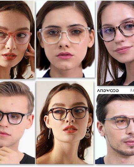 ANDWOOD Blue Light Blocking Glasses Women Men Computer Small Face Clear Bluelight Blocker Eyeglasses Frame