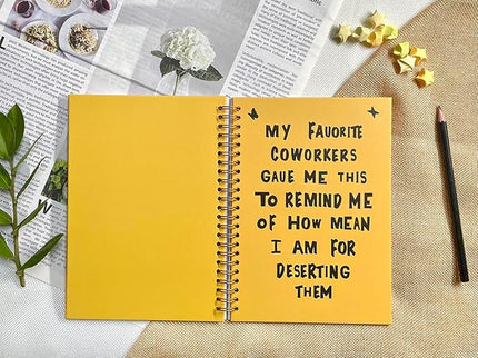 NeatNiche Spiral Notebooks For Work- Hardcover Gold coil-bound Journal Dairy For Women, 5.8"x8.3",Funny Going Away Gifts For Coworkers,Sarcastic Farewell Gifts,Coworker Leaving Gift,New Job Or Birthday Gift (Yellow)