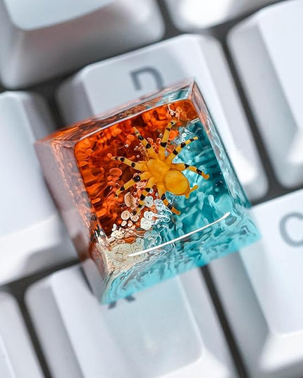 Tarantula Spider Artisan Keycap Blue and Brown Forest R1 SA Profile Custom Insects Keycaps 1U ESC Handmade Gaming Resin Key Cap Cherry MX Switch Compatible Mechanical Keyboard Spider Lover Gift