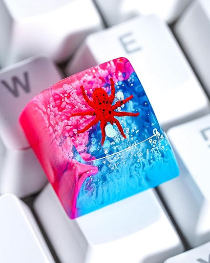 Tarantula Spider Artisan Keycap Vibrant Pink Blue Forest R1 SA Profile Custom Insects Keycaps 1U ESC Handmade Gaming Resin Key Cap Cherry MX Switch Compatible Mechanical Keyboard Spider Lover Gift