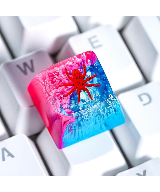 Tarantula Spider Artisan Keycap Vibrant Pink Blue Forest R1 SA Profile Custom Insects Keycaps 1U ESC Handmade Gaming Resin Key Cap Cherry MX Switch Compatible Mechanical Keyboard Spider Lover Gift