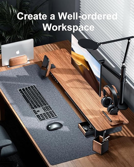 UPERGO Desk Tray Organizer Drawer for Home Office, Walnut Desk Organizer Tray for Keys, Pen, Watch