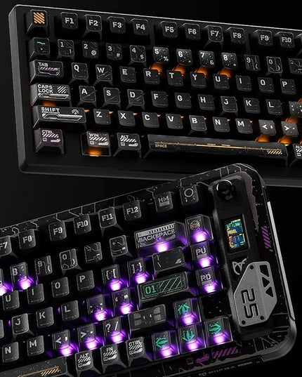 Clear Keycaps Transparent Cherry Profile Green and Black Keycaps for MX Switches Mechanical Keyboard KeyCap (Cyber Ruins PBT KEYCAP Set)