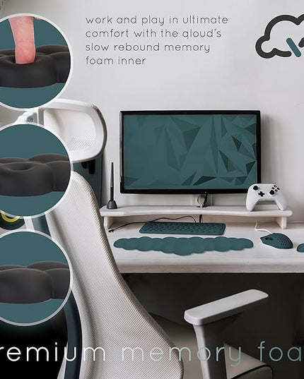 Qloud Cloud Wrist Rest Keyboard Wrist Rest for Computer Keyboard Pad, Cloud Keyboard Wrist Rest, Wrist Pad for Keyboard, Memory Foam, Non Slip Base, Comes with Mouse Pad - Dark Teal