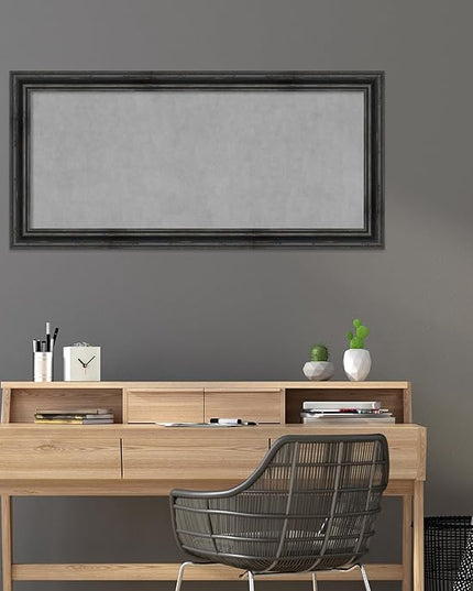 Amanti Art Black Framed Magnetic Board 25x53 Oversize Vision Board for use with Magnets, 100% Metal Sheet to Display Items as Office Decor or for Home Organization in mudroom, Kitchen or Kids Room