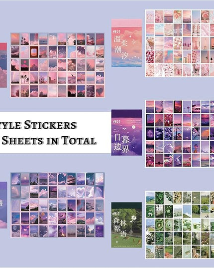 450 Pieces Washi Sticker Set, 9 Set Scrapbooking Diary Planner Album Diary Notebook, Scrapbooking Sticker Journaling Supplies for DIY Arts and Crafts Card Making Laptop Decoration