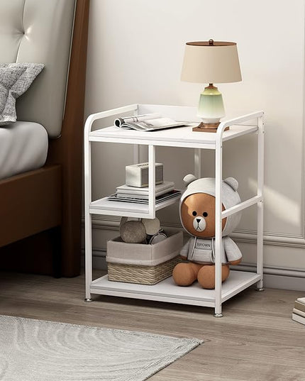 Large Printer Stand Table with Storage Shelf for Host Computer, PC Tower, CPU and Shredder, 3 Tier Rolling Printer Cart with Wheels for Home Office Storage and Organization - White