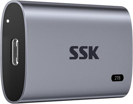 SSK 2TB SSD External Hard Drive, Portable SSD Up to 550MB/s Fast Solid State Drives, External Drive USB 3.2 Gen2 SSD for iPhone 15/Pro, Windows, Mac, Android with LED Light, Trim, Smart Supported