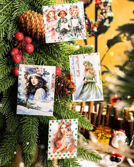 AuriicLeaf Christmas Polaroid PET Stickers, 90 Snow Country Character and Frame Designs for Scrapbooking, Journaling, DIY Crafts, and Holiday Decor