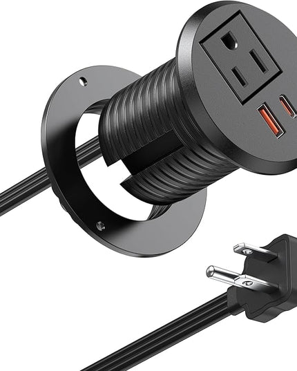 Desktop Power Grommet 2 inch Hole,PD 30W USB C Fast Charging Station,Ultra Thin Flat Plug Power Strip,Recessed Outlet,Slim Outlet Extender for Office,Table Outlets for Home,Office,6ft Cable