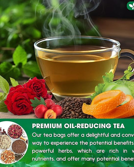 FRESHDRINKUS, 15 Packs of Oil Reducing Tea, Oil Cleansing for Liver, 10 Herbal Ingredients, Traditional Recipe Tea for Liver, 100% Natural, Easy Brewing, Steep Repeatedly (15 Packs)
