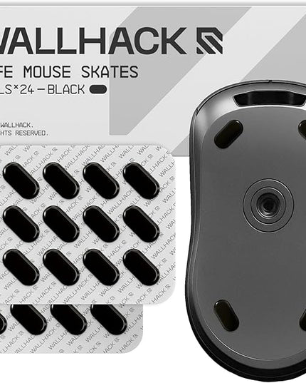 Wallhack PTFE Pill Mouse Skates | Premium Universal Skates for Gaming Mice | Ultra-Smooth Glide on Cloth & Glass Pads | Customize Speed & Control | Fast, Easy to Apply | Black 7mm x 14mm