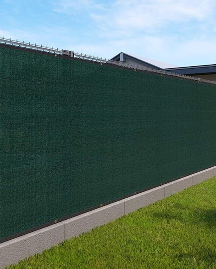Windscreen4less Privacy Fence Screen Heavy Duty Windscreen Fencing Mesh Fabric Shade Net Cover with Brass Grommtes for Outdoor Wall Garden Yard Pool Deck, 6'x244' Green