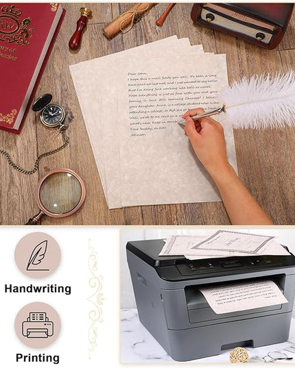 Epakh 200 Sheets Old Age Parchment Paper 8.5 x 11 Inch Standard Letter Vintage Colored Old Parchment Semblance Double Side Printing Paper(Dark Beige)