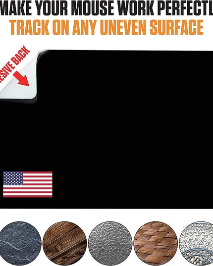 Mouse Pad Adhesive Bottom - Sticks to Any Surface - Portable - Webcam Covers and Screen Cleaner Included (USA Flag)