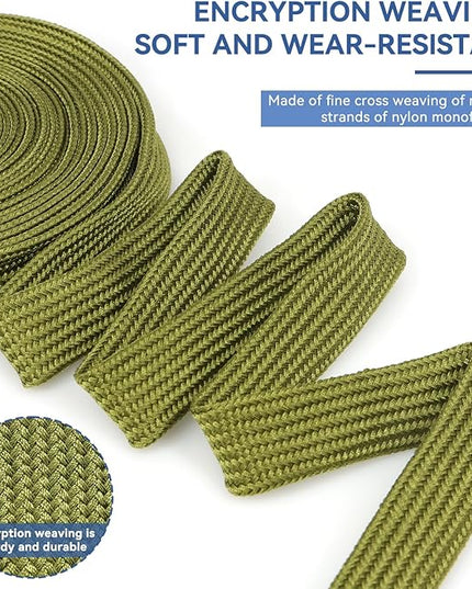 YOUBO Polyamide Braided Sleeving, 33ft Expandable Wire Loom Abrasion Resistant Split Cable Sleeve for Automotive Harness, Computer Case & Cable Management (Army Green, 10mm（3/8"）)
