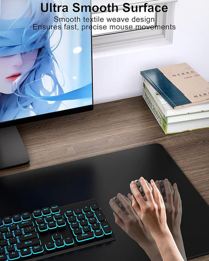 TopMade Mouse Pad with 15W Fast Wireless Charging, 31.5"x15.75" XXL Large Gaming Mousepad, Waterproof Desk Pad, Computer Desk Mat, Black(Includes 20W PD Power Adapter & 6.56ft Woven Cable)
