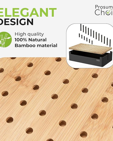 Prosumer's Choice Black Wooden Charging Station Organizer for Multiple Devices - Cable Management Box with 5 Slots and Removable Dividers - Charger Organizer for Phone, Tablet, Home, Office, 12"x6"x7"