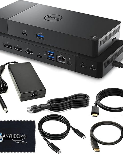 Dell WD22TB4 Thunderbolt 4 Dock - 1 Year Warranty, 40Gbps USB-C/USB A, Dell Docking Station w/ 180W Adapter, HDMI, DisplayPort, USB-C Cables - Supports 4K Displays & Upto 3 Monitors (Renewed)