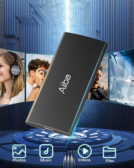 Aiibe External SSD 256GB External Hard Drive USB C Portable SSD, Up to 500MB/s, USB 3.1, External Solid State Drive 256GB for Laptop, Mac, PS4 (Black)