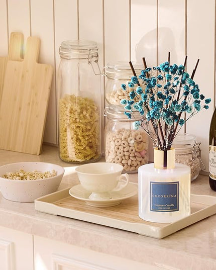 Cocorrína Premium Reed Diffuser Set with Preserved Baby's Breath, Cashmere Vanilla | 6.7 fl oz Reed Diffuser for Bedroom Bathroom Home Décor