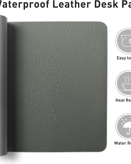 Aothia Leather Desk Pad Protector, Office Desk Mat, Large Mouse Pad, Non-Slip PU Leather Desk Blotter, Laptop Desk Pad, Waterproof Desk Writing Pad for Office and Home (Jungle Green, 31.5" x 15.7")