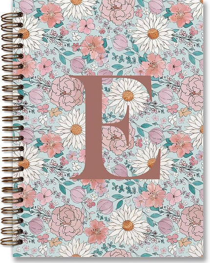 Vintage Floral Personalized Notebook, Initial Letter E Notebook Journal ,Vintage Flower Notebook for Work School Office Supplies,,Monogrammed Notebook for Women Teen Girl,Back to School Supplies 5.5 x 8.3