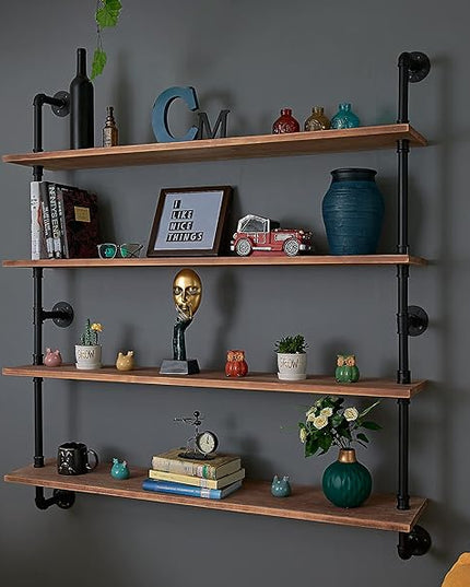Pipe Shelves Industrial Pipe Shelving Shelves Real Wood Industrial Floating Pipe Shelves with Wood Planks 36 inch Wall Shelves Rustic Hanging Bookshelf Farmhouse Kitchen Bar Shelving