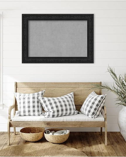 Amanti Art Black Framed Magnetic Board 27x39 Large Vision Board for use with Magnets, 100% Metal Sheet to Display Items as Office Decor or for Home Organization in mudroom, Kitchen or Kids Room