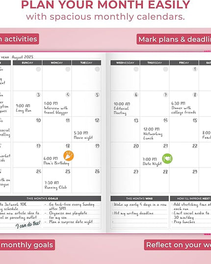 Clever Fox Planner Large – Undated Weekly & Monthly Planner for Productivity, Time Management & Goals – Organizer Journal – 7x10” (Hot Pink)