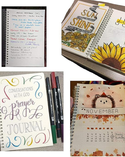 Yansanido Spiral Notebook, 4 Pcs 10.1 Inch x 7.6 Inch B5 Thick Plastic Translucent Frosting Hardcover Dot Paper 80 Sheets -160 Pages Journals for Study and Notes (B5 7.3"X 10"-Dot Grid 4pcs)