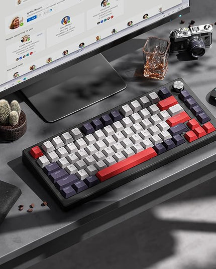 XVX Shine Through Keycaps -133 Keys Cherry Profile Double Shot PBT Keycaps Compatible for 60%/75%/100% Retro Gaming Mechanical Keyboard-Vintage Red